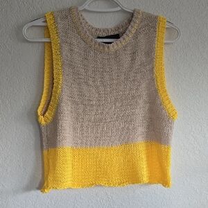 Zara Beige and Yellow Knit Top